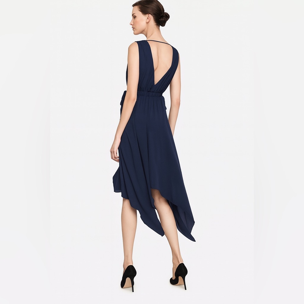 NWOT!! BCBGMAXAZRIA Navy Handkerchief Hem Dress – Size S
